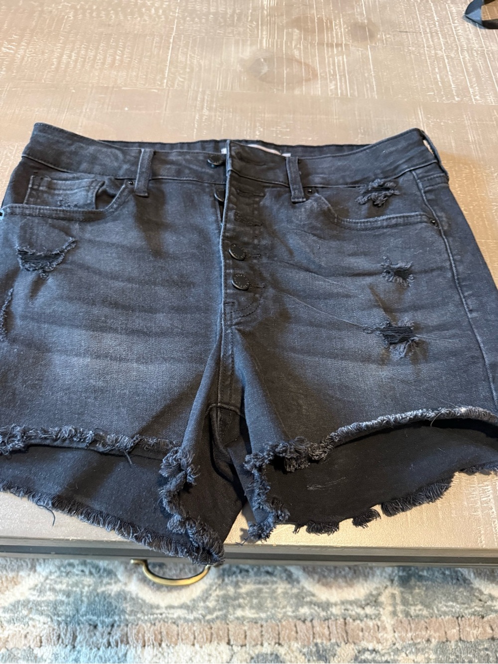 Just USA Black Distressed High-Rise Denim Short Shorts size 29